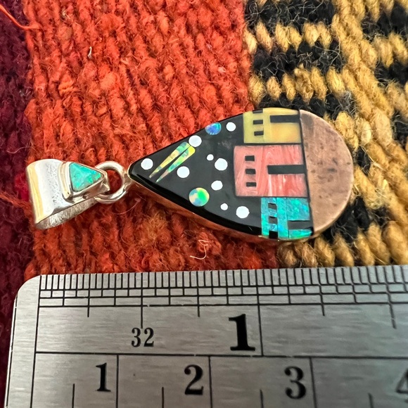 ❤️ Signed Galaxy Pueblo 925 Navajo “RD” Celestial Inlaid Pendant Native American - Picture 6 of 10